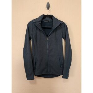Athleta Women XXS Blue Heathered Fleece Full Zip Hooded Jacket Gorpcore Active